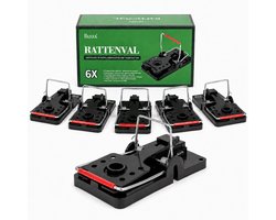 lluux - Rattenval - Rattenklem - 6 stuks - Rattenvallen voor binnen en buiten - Rattenbestrijding - Rattengif en Rattenvergif Alternatief