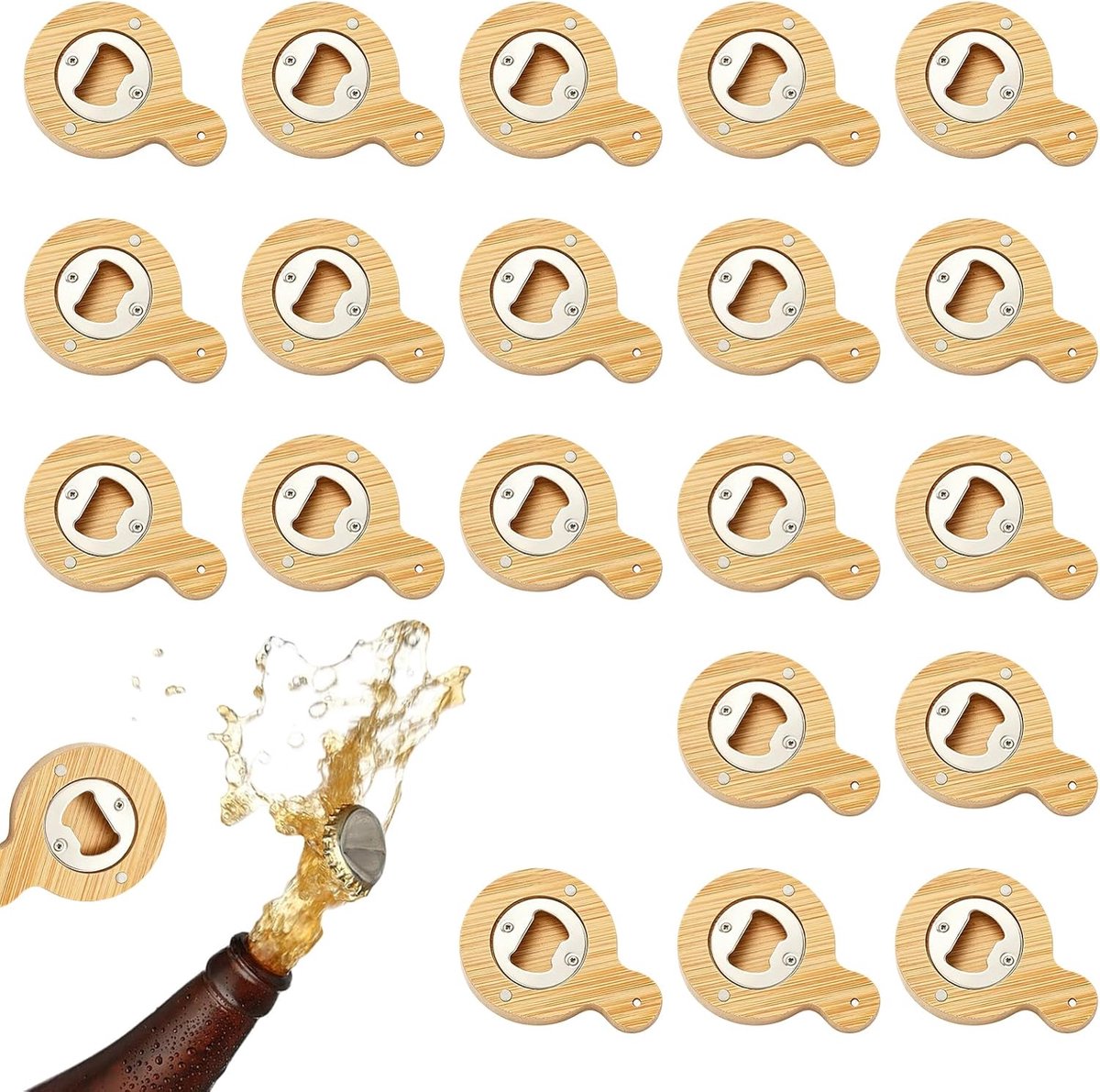 20 stuks flesopeners hout, magnetische flesopener, adsorberbaar, bierblikopener, bierflesopener, leuk cadeau voor - ShopVlot