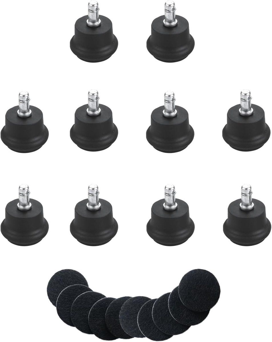 Vastsea 10Pcs Wheel Replacement Caster Wheels Fixed Stationary Floor Sliders for Office Home (Black) - ShopVlot