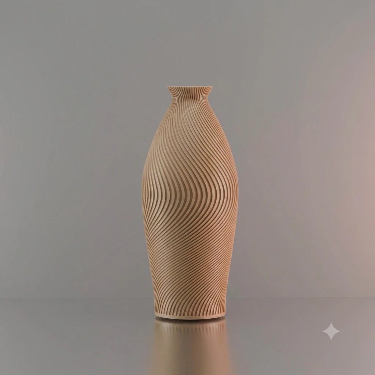 3d-gezellig Italiё - Vaas - Waterdicht - Beige - Maat 25 cm - Kunststof - Modern - Bloemenvaas - 100% gerecycled PLA (bioplastic)