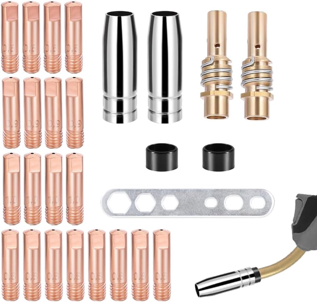 SnelShoppen - 27-delige Draagbare Onderdeelset voor Gaslasmachine, Beschermingsaccessoires, Lasgereedschap, Professionele Kit voor Laswerkzaamheden, C