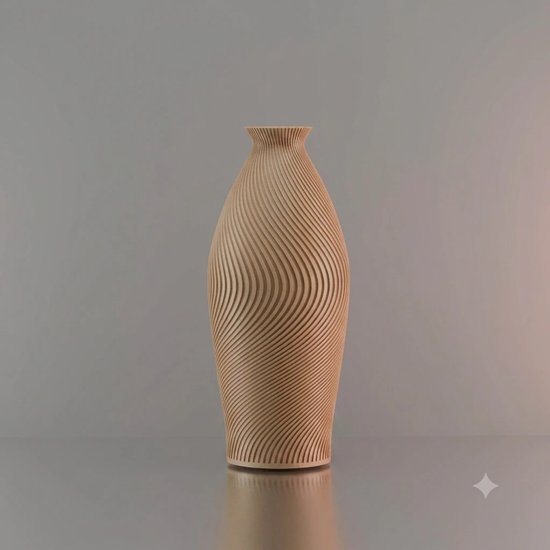 3d-gezellig Italiё - Grote Vaas - Beige - Maat 40 cm - Kunststof - Modern - Bloemenvaas -100% gerecycled PLA (bioplastic)