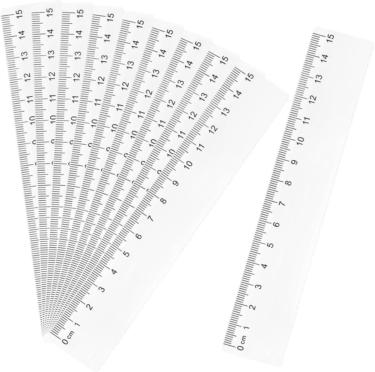 10 stuks linialen, 15 cm, kunststof linialen, 15 cm, transparante linialen voor thuis, school, kantoor en klaslokaal - ShopVlot