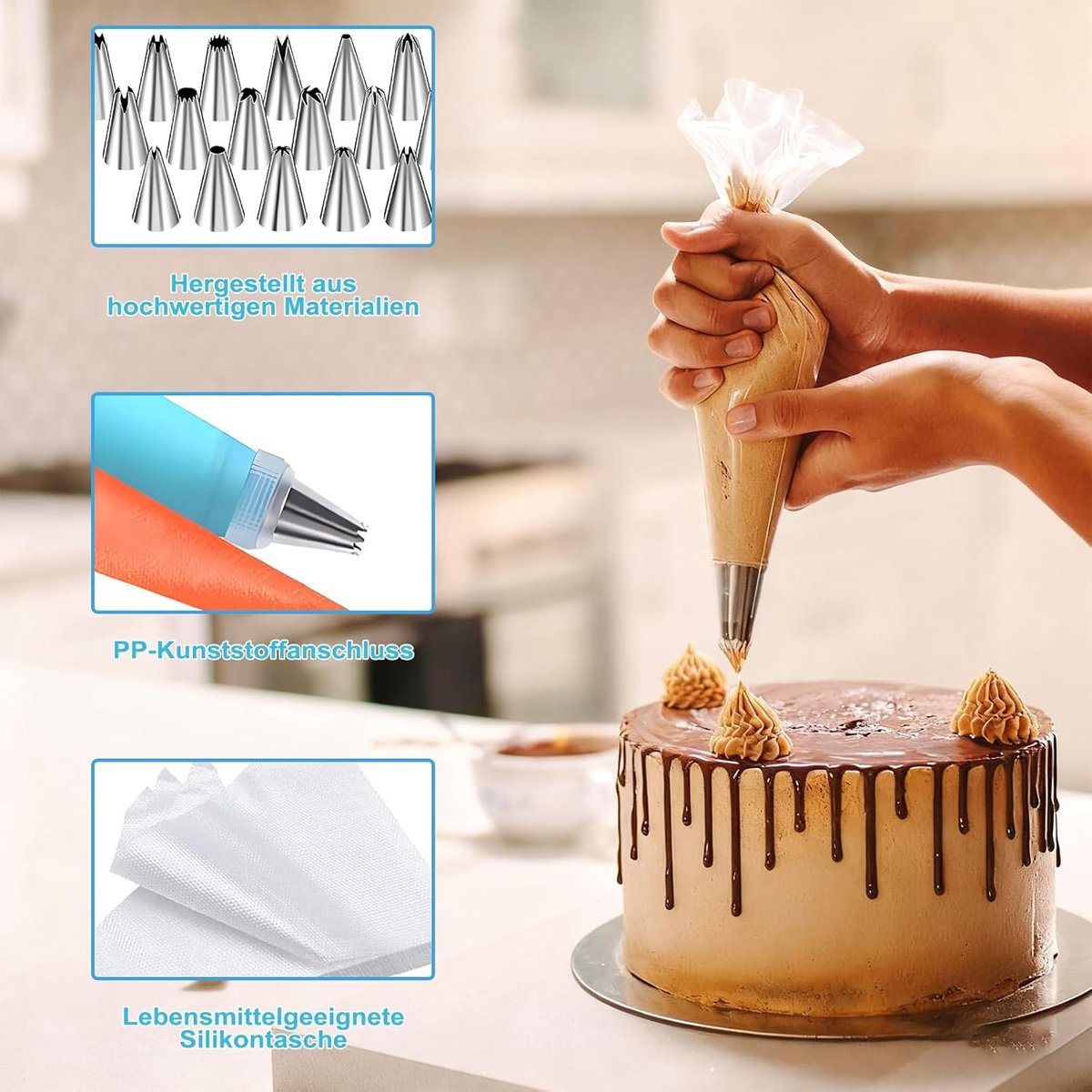 150 Pieces Pastry Bags with 18 Nozzles, Reusable with 120 Disposable Piping Bags, Nozzles Set for Cake, Pastry and - ShopVlot