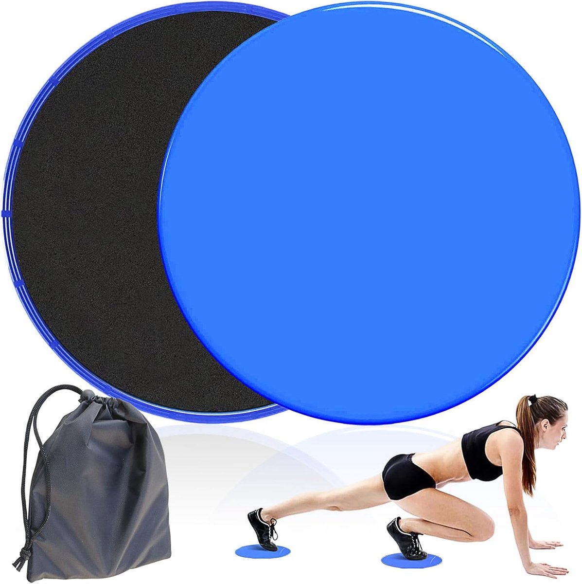 Sliders Fitness, 2 Pcs Exercise Sliders Fitness Multifunctional Double Sided Sliding Discs Disc Slides with Carry Bag - ShopVlot