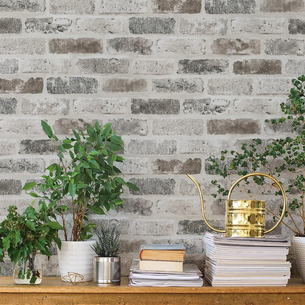 Timeet 44 x 300 cm Self-Adhesive Wallpaper Stone Look Wall Paper Brick Wall Covering Stone Vintage Brick Wall Sticker - ShopVlot