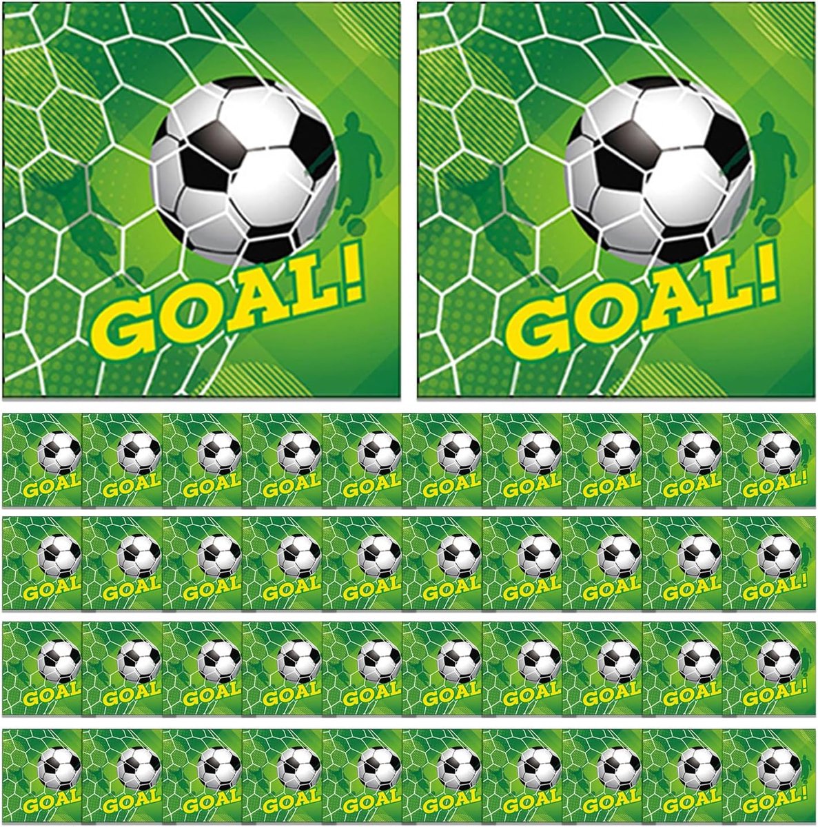 Papieren zakdoeken 40 stuks - Voetbalprint - Groene kleur - Ideaal voor voetbalfeestjes - ShopVlot