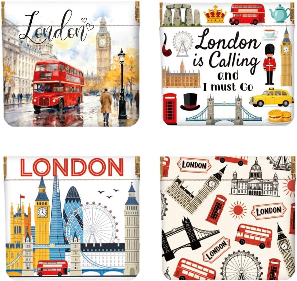 Mini Muntentasjes Set - PU Leer - London Big Ben Ontwerp - Ideaal voor Reizen - ShopVlot