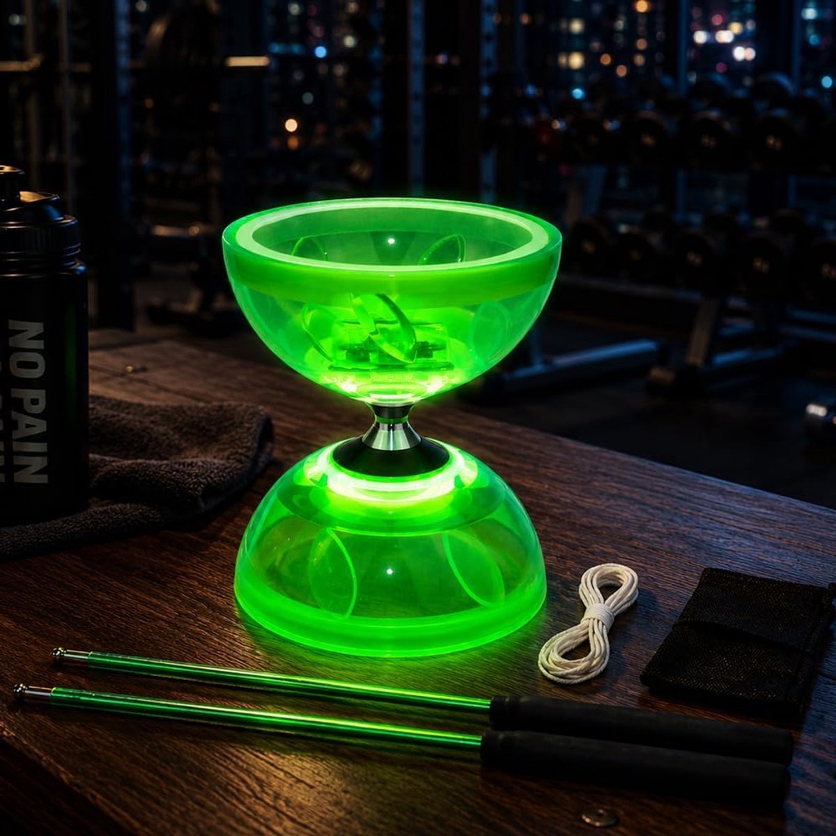 LED Diabolo met kogellagers - semi-transparant - 4 kleuren flitsend - voor spannende jongleerervaring - ShopVlot