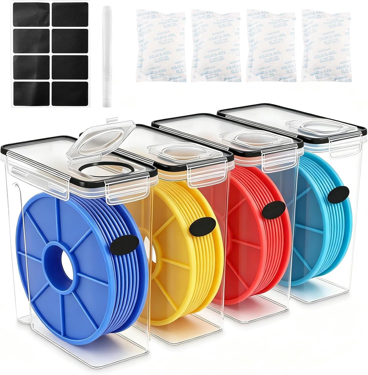 Opbergdoos voor 3D-printerfilament - 4 stuks - droogdoos - effectieve vochtbescherming voor 1 kg PLA-spoelen - ShopVlot