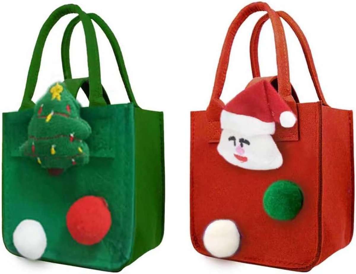 Vilt tas 30 x 20 x 18 cm - Rode-Groene opbergmand met handvatten - Duurzaam en stevig - Ideaal voor houtopslag - ShopVlot