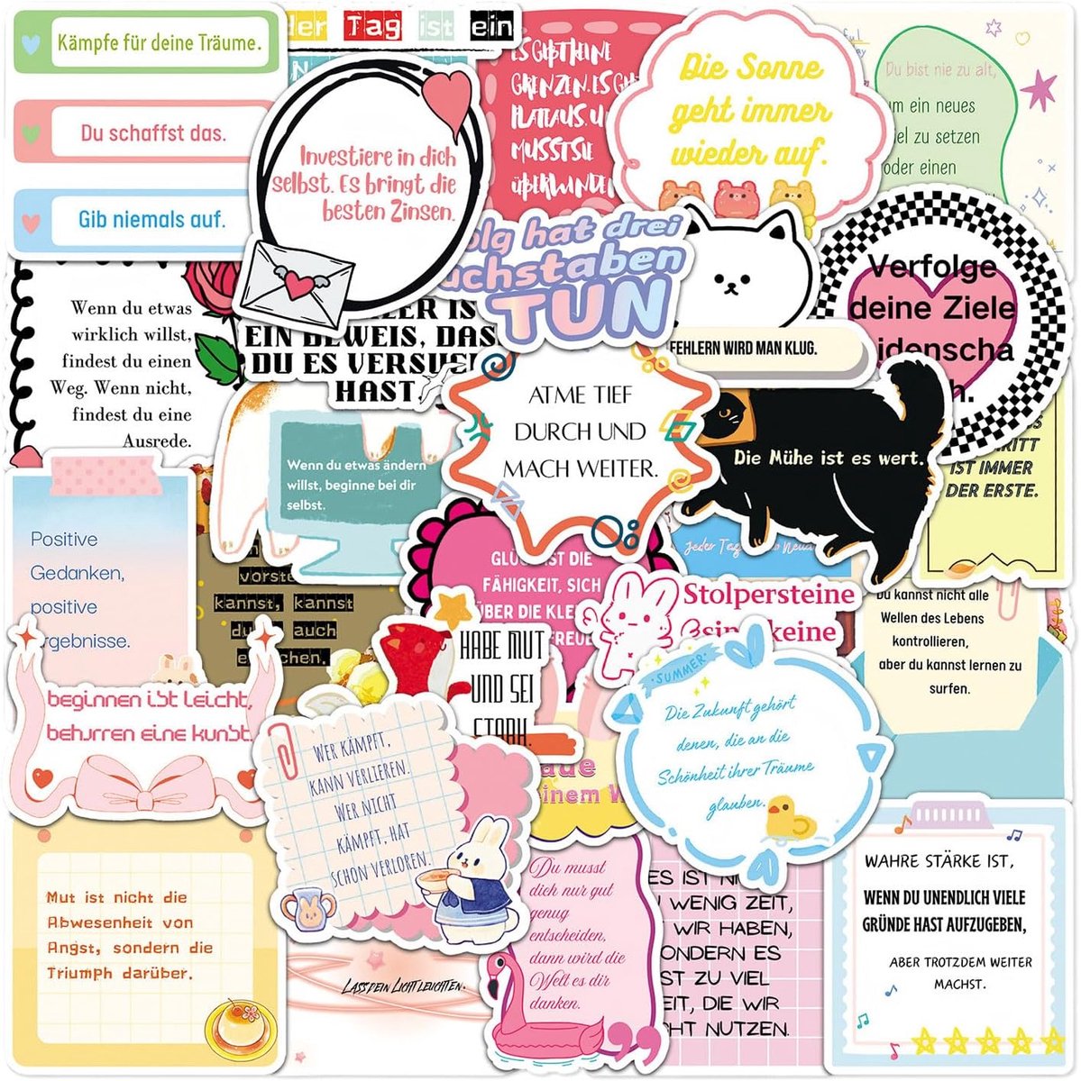 Motivatiesticker set 100 stuks - waterdichte PVC-stickers - positieve Duitse spreuken - voor laptop en drinkfles - ShopVlot