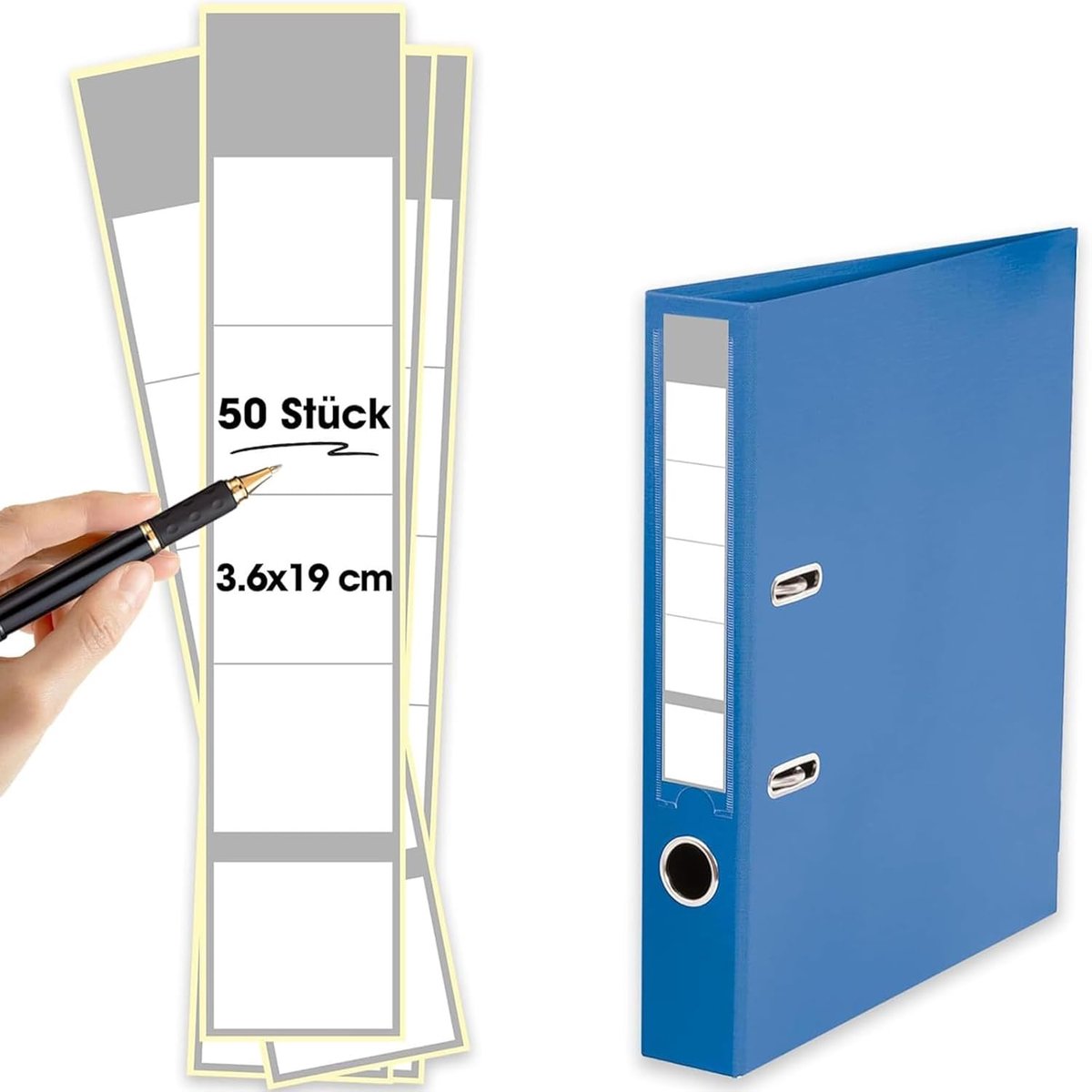 Bestandlabels 3.5 x 19 cm - Zelfklevend - Wit - Eenvoudig te verwijderen - ShopVlot