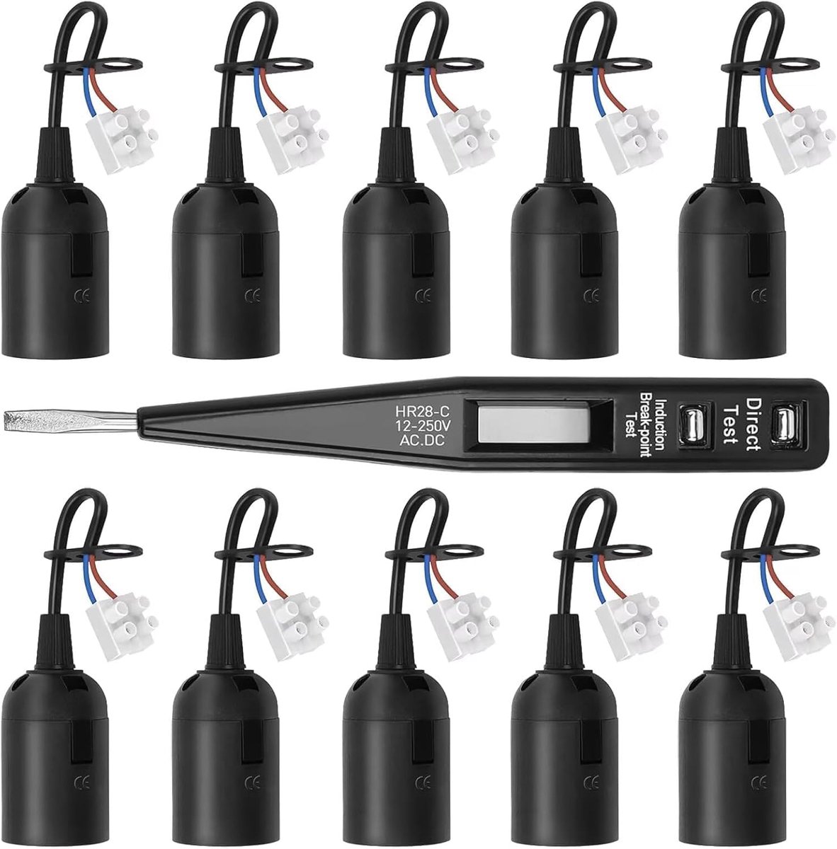 E27-fitting 16 stuks lampfitting met kabel - robuuste bouwfitting - hittebestendig en waterdicht - ShopVlot