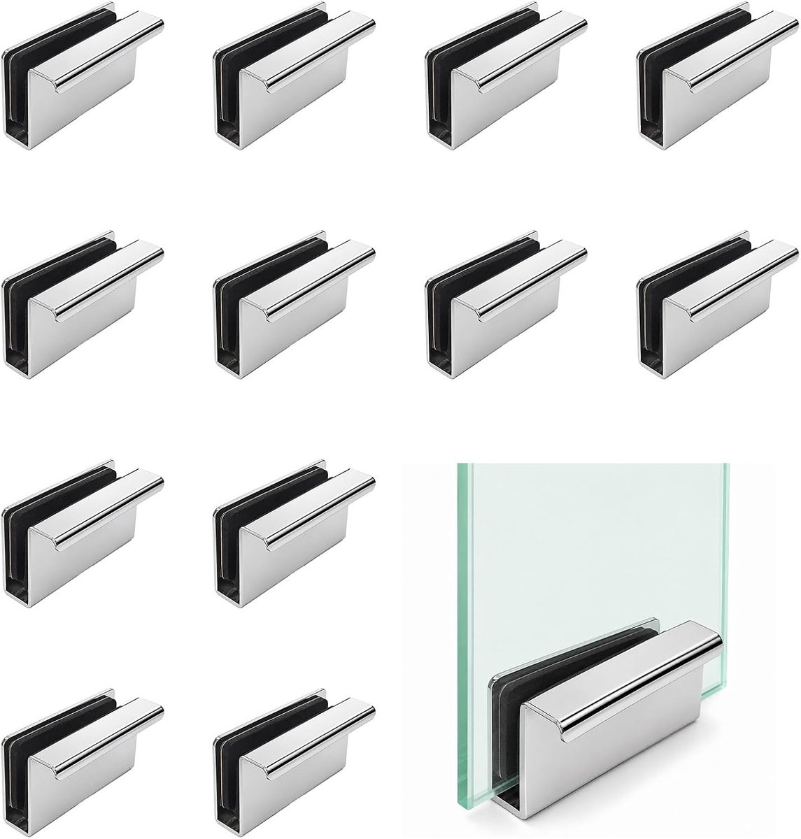 Glazen deurgrepen 12 stuks - verborgen randgreep - voor glazen deuren 4-6 mm - elegante uitstraling - ShopVlot
