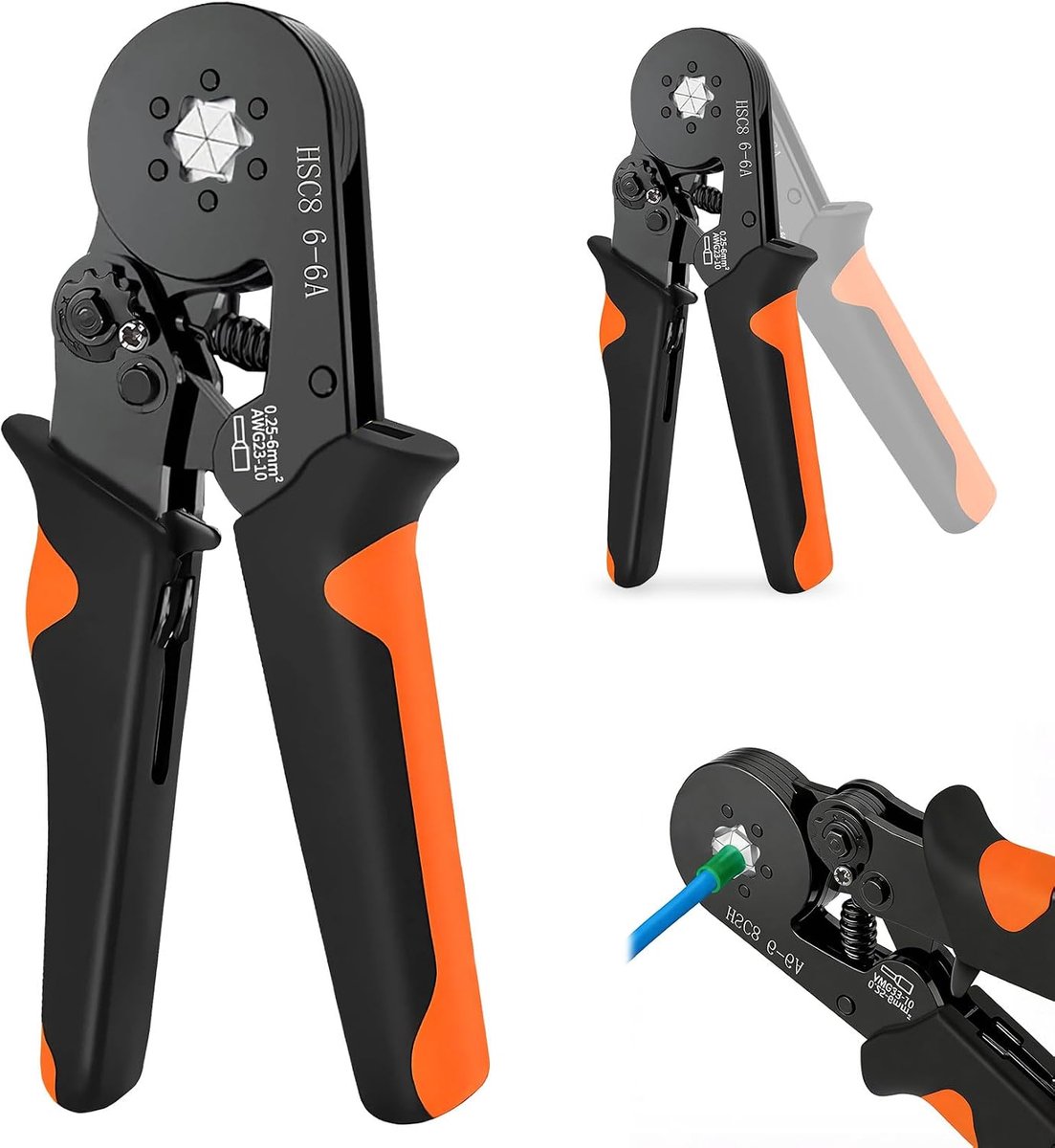 Crimp tang 0.25-6 mm² - voor geïsoleerde en niet-geïsoleerde krimpconnectoren - duurzaam en gebruiksvriendelijk - ShopVlot