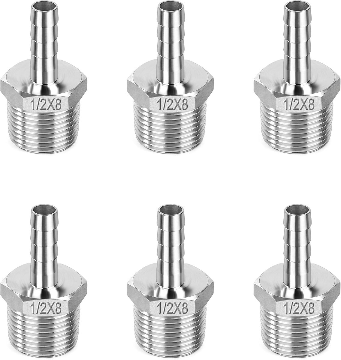 Hose connector 8 mm - roestvrij staal 304 - lekvrije verbinding - voor water en lucht - ShopVlot