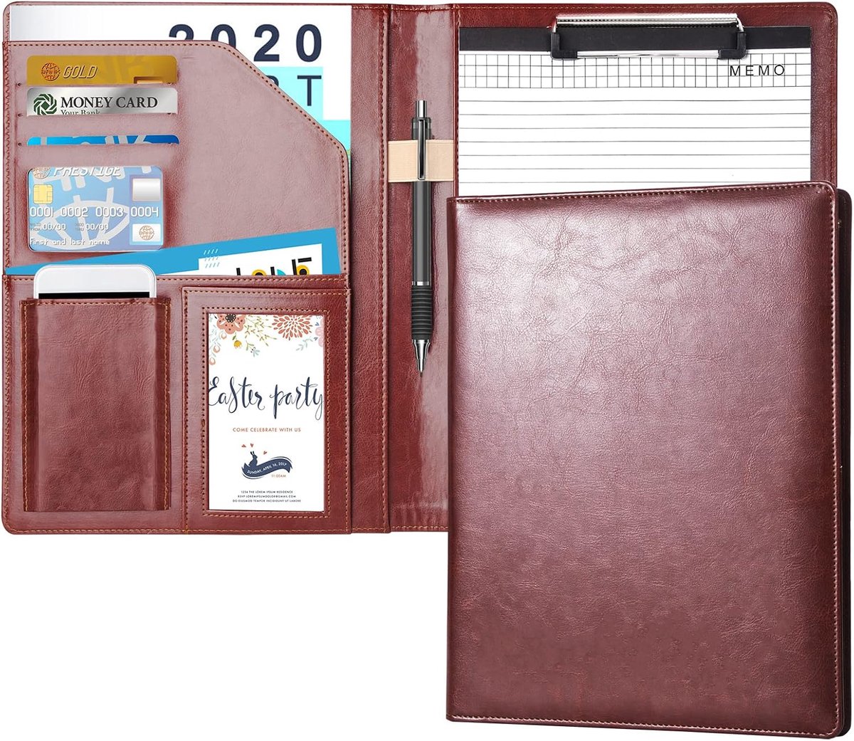 Documentenmap A4 - PU-leer - met notitieblok en rekenmachine - houdt documenten georganiseerd - ShopVlot