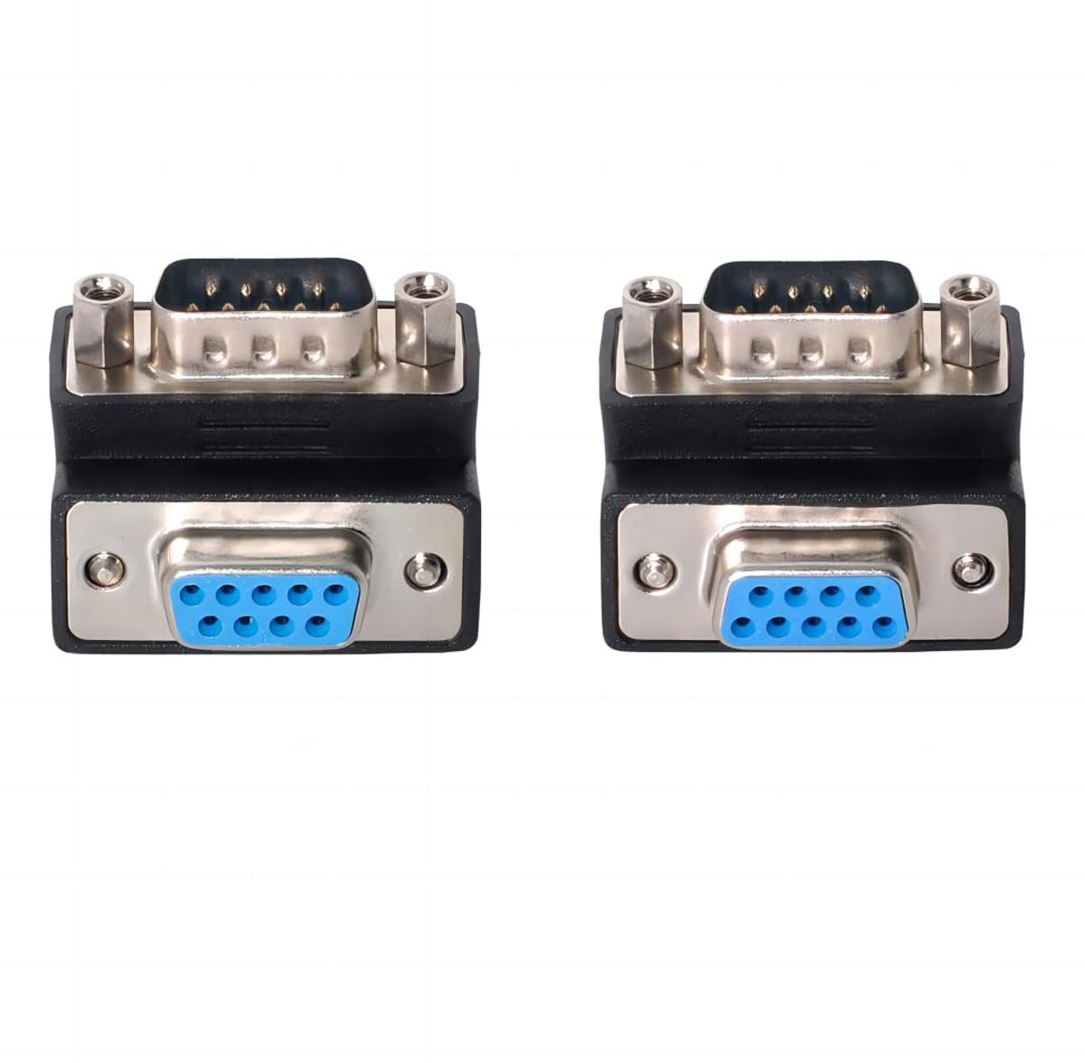 D-Sub RS232 9Pin Male naar Female Verlengconnector Adapter - 90 Graden Hoek - Voor Beperkte Ruimte - ShopVlot