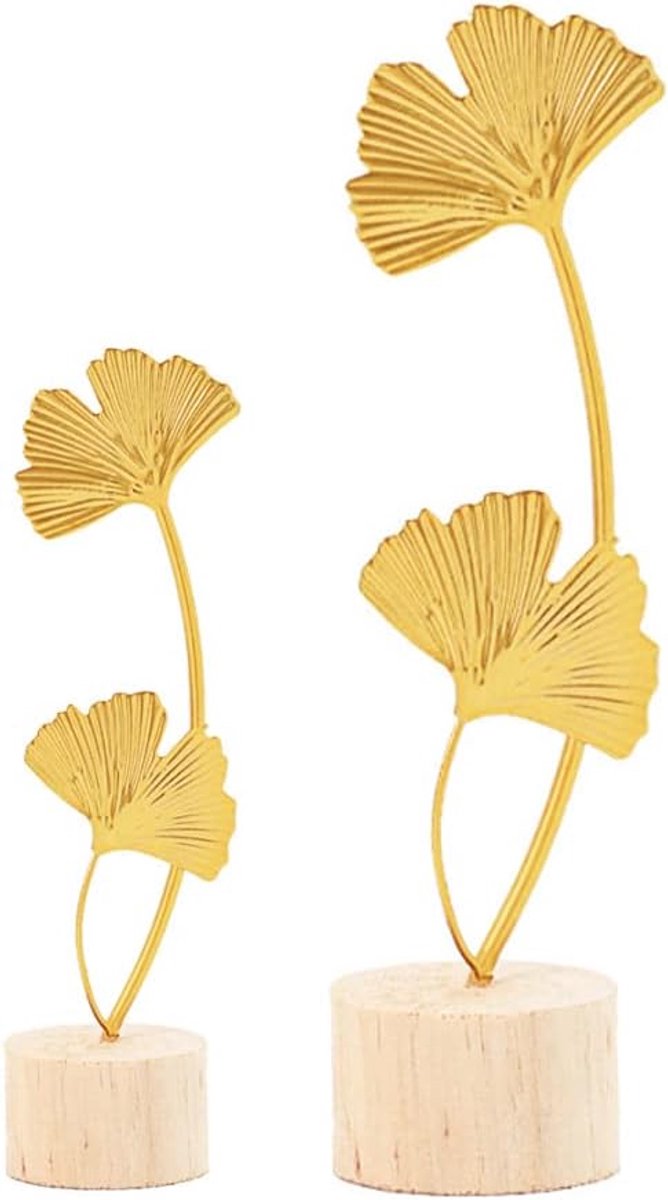 Ginkgo blad beeld - goudkleurig - duurzame ijzerconstructie - stijlvolle decoratie voor woonkamer - ShopVlot
