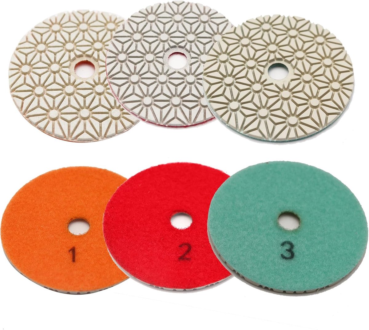 Diamant Polijstpad Set 3 Fasen - 100mm voor Graniet, Marmer, Keramiek - Droog of Nat Polijsten - Bespaar Arbeidskosten - ShopVlot