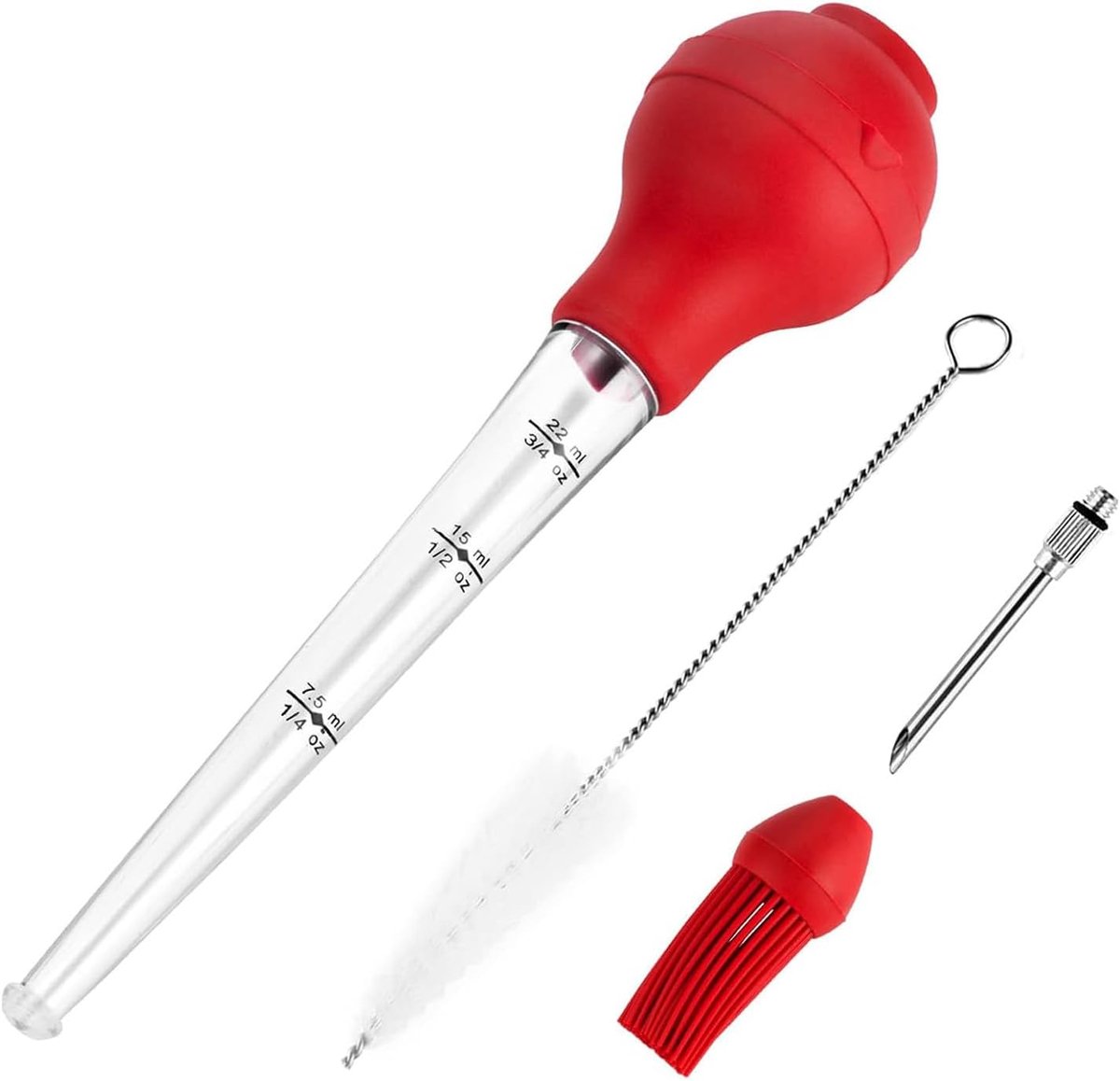 Vleesinjector set 4-delig - silicone en roestvrij staal - multifunctioneel - ideaal voor BBQ - ShopVlot