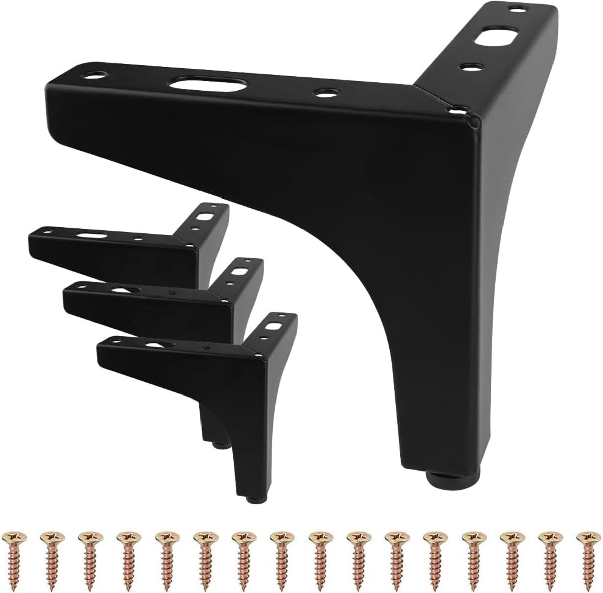 Meubelpoten 10 cm - Metaal met Schroeven - Zwart - Geschikt voor Sofa en Tafel - ShopVlot