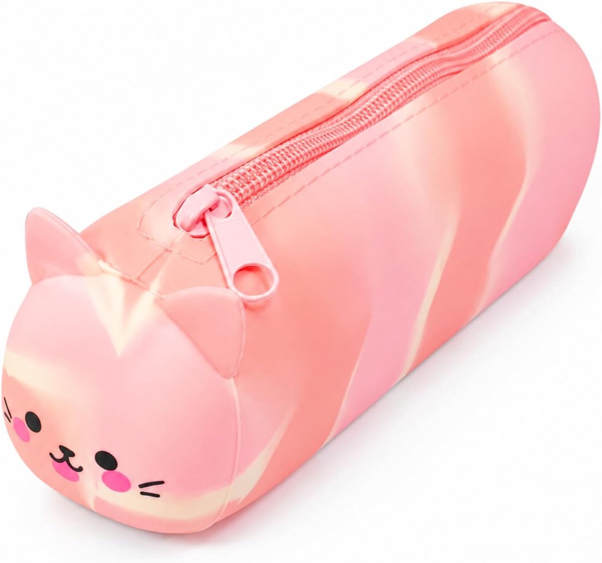 pennenetui siliconen - katjes - roze cartoon - verstelbaar en zacht voor school - ShopVlot