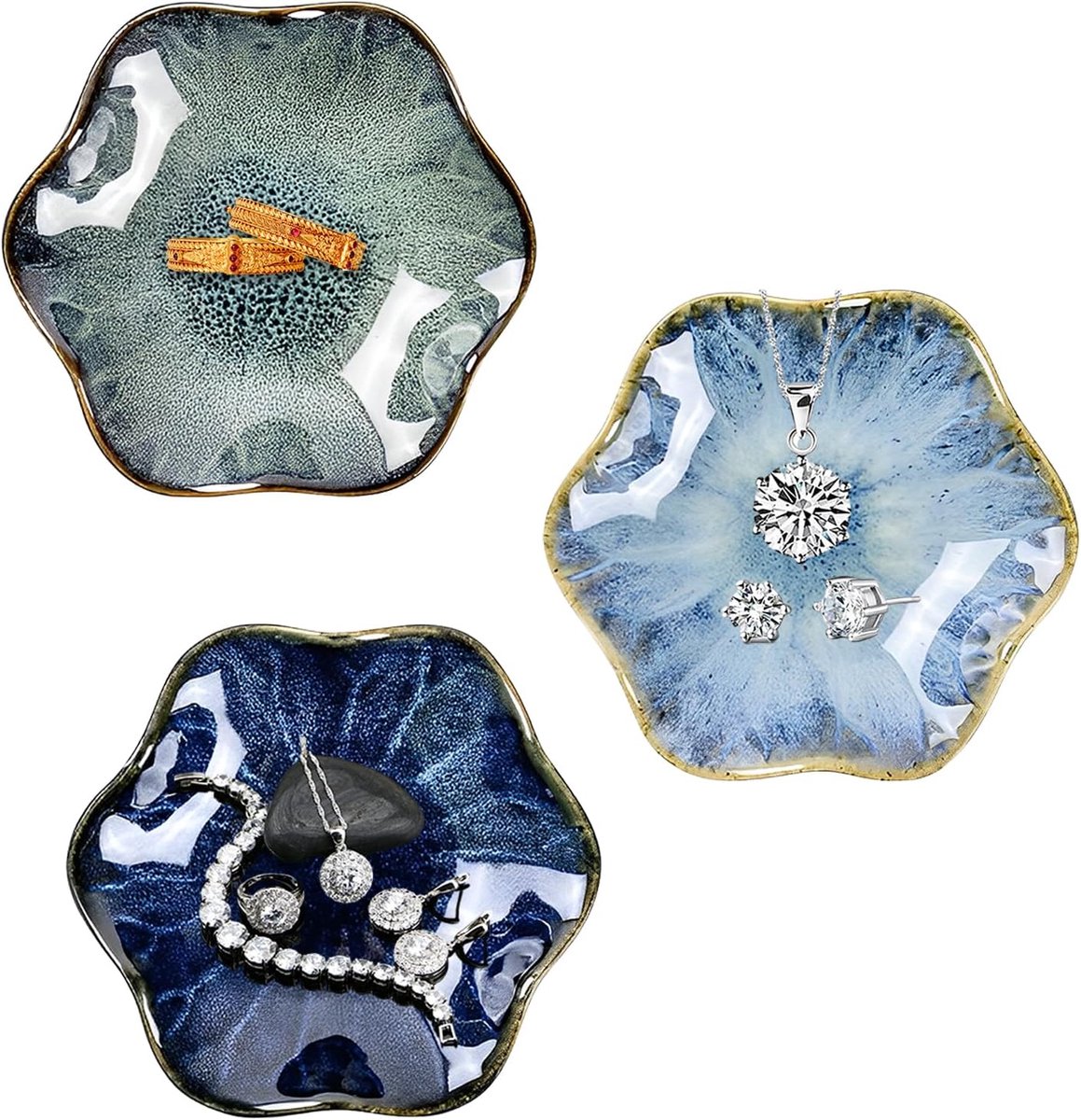 Keramische ring schaal set van 3 - klein formaat - handgemaakt - perfect voor decoratie - ShopVlot