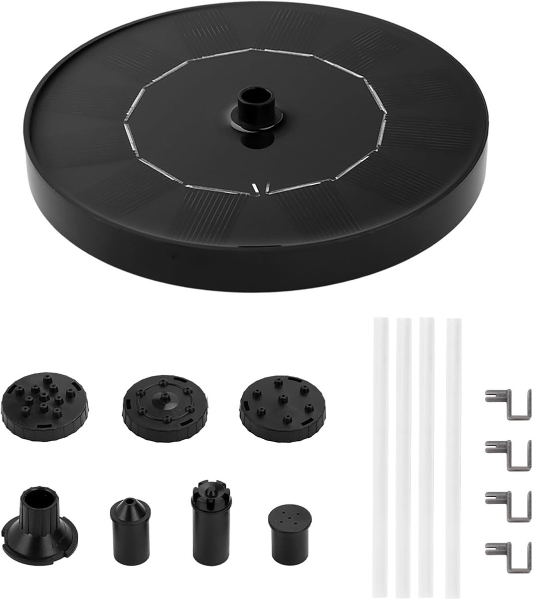 Outdoor Solar Fountain with 6 Nozzles & 4 Fixed Tubes - Outdoor Solar Fountain/Pump, Suitable for Gardens, Water - ShopVlot