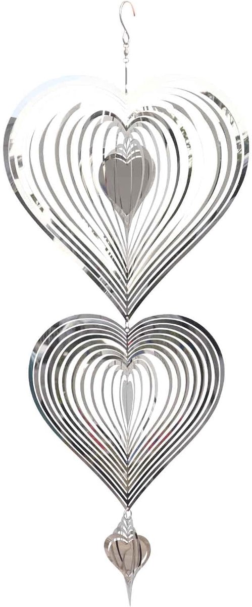 Wind Spinner Outdoor Metal Decorations, 3D Heart Wind Chime for Garden, Hanging Mirror Stainless Steel Wind Sculptur - ShopVlot
