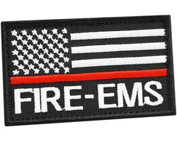 2AFTER1 American EMS Fire Rescue Thin Red Line 2x3.25 US Flag Medic Firefighter Moral Hook&Loop Cap Patch - ShopVlot