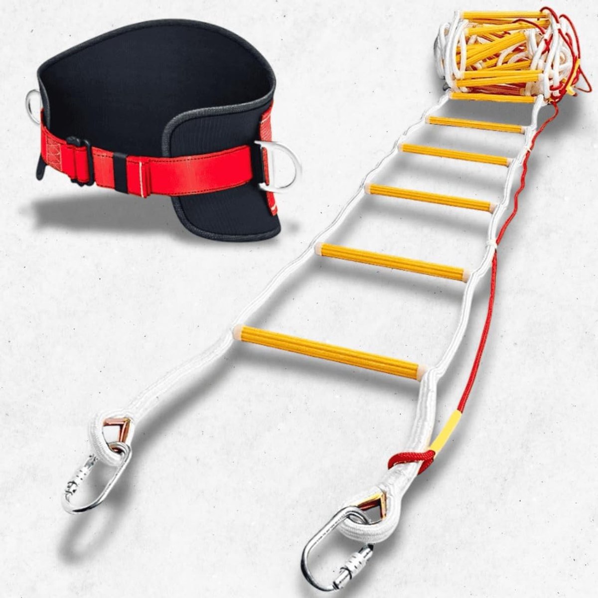 Fire ladder 4 storey houses - Ladder for adults, 10 m with safety belt and carabiners, emergency escape from balcony - ShopVlot