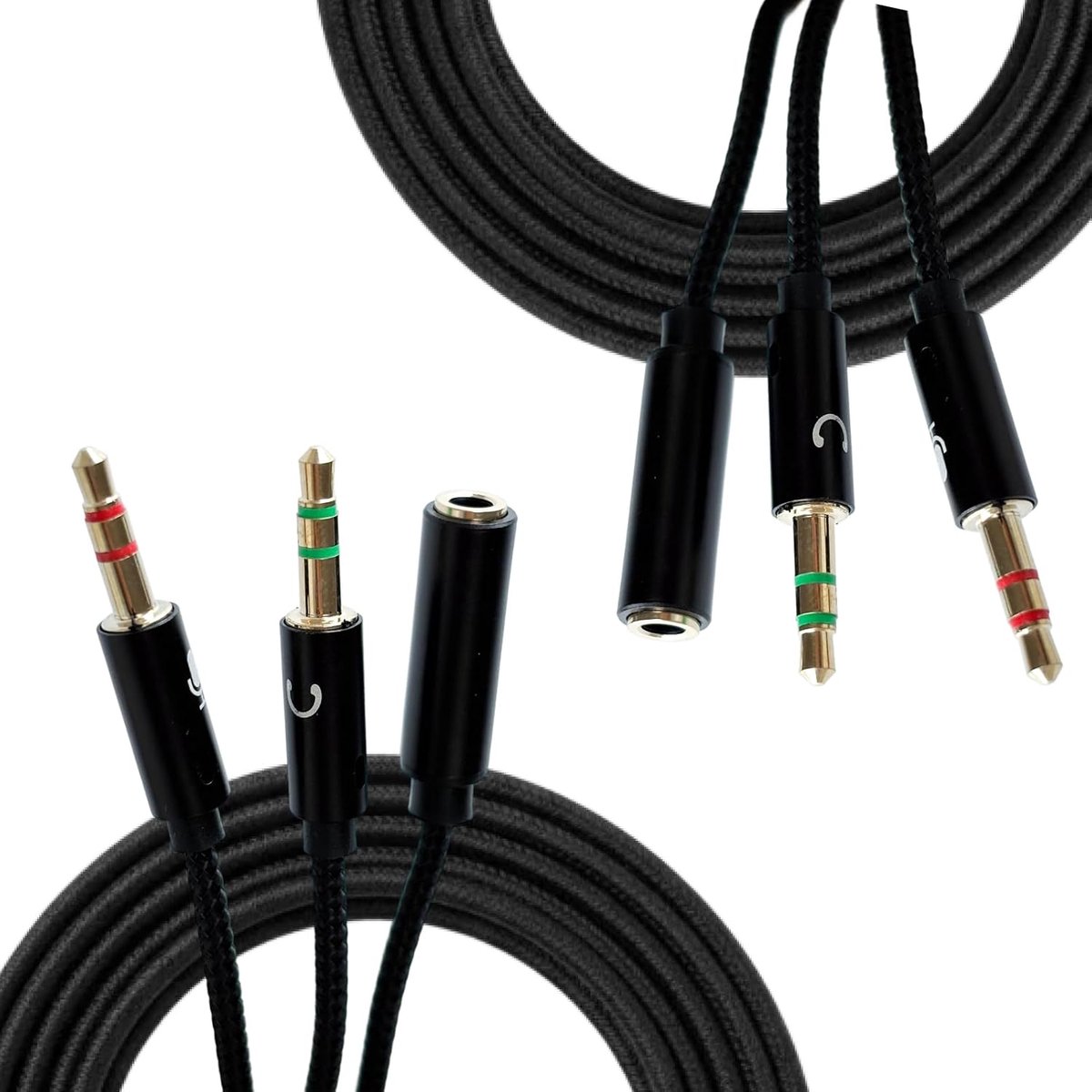 2pcs Audio Splitter Y Adapter 3.5mm, 2Pcs Headset Splitter 1 to 2 Jacks, AUX Splitter 1 in 2 Out, Jack Splitter for - ShopVlot