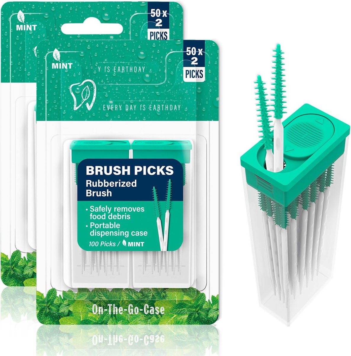 Set of 200 Soft Interdental Brushes, Mint Spaces, Silicone, Intermediate Brushes for Dental Cleaning, Portable - ShopVlot