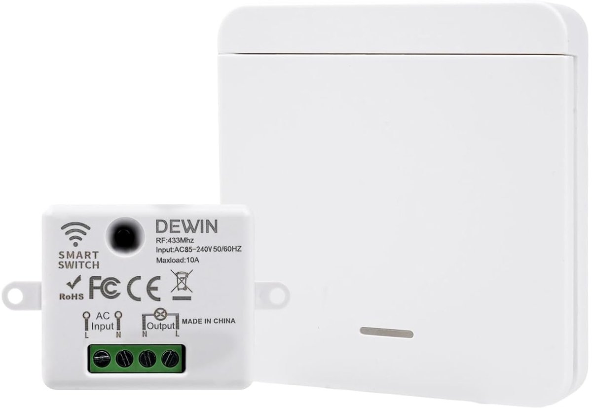DEWIN Wireless Switch, Smart Switch Wireless Light Switch Set with Remote Control, 433MHz, Wireless Controller, AC - ShopVlot