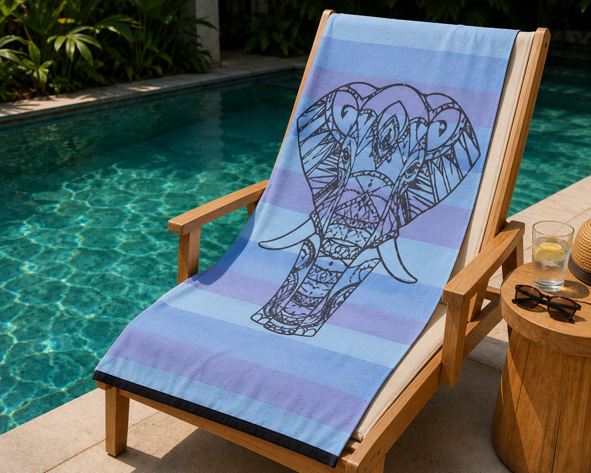 Strandlaken Olifant - Strandhanddoek – Katoen/Polyester - 160 x 80 cm – Extra Groot