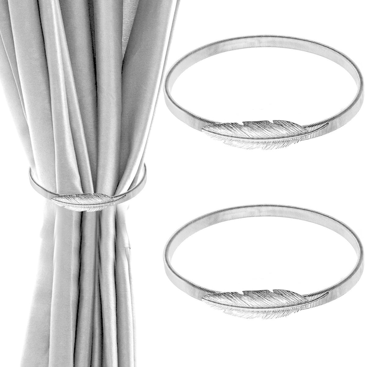 2 Stuks Gordijnophouders - Metalen Veer Gordijnbinders - Gordijnhouders voor Wanddecoratie in Huis en Kantoor - ShopVlot