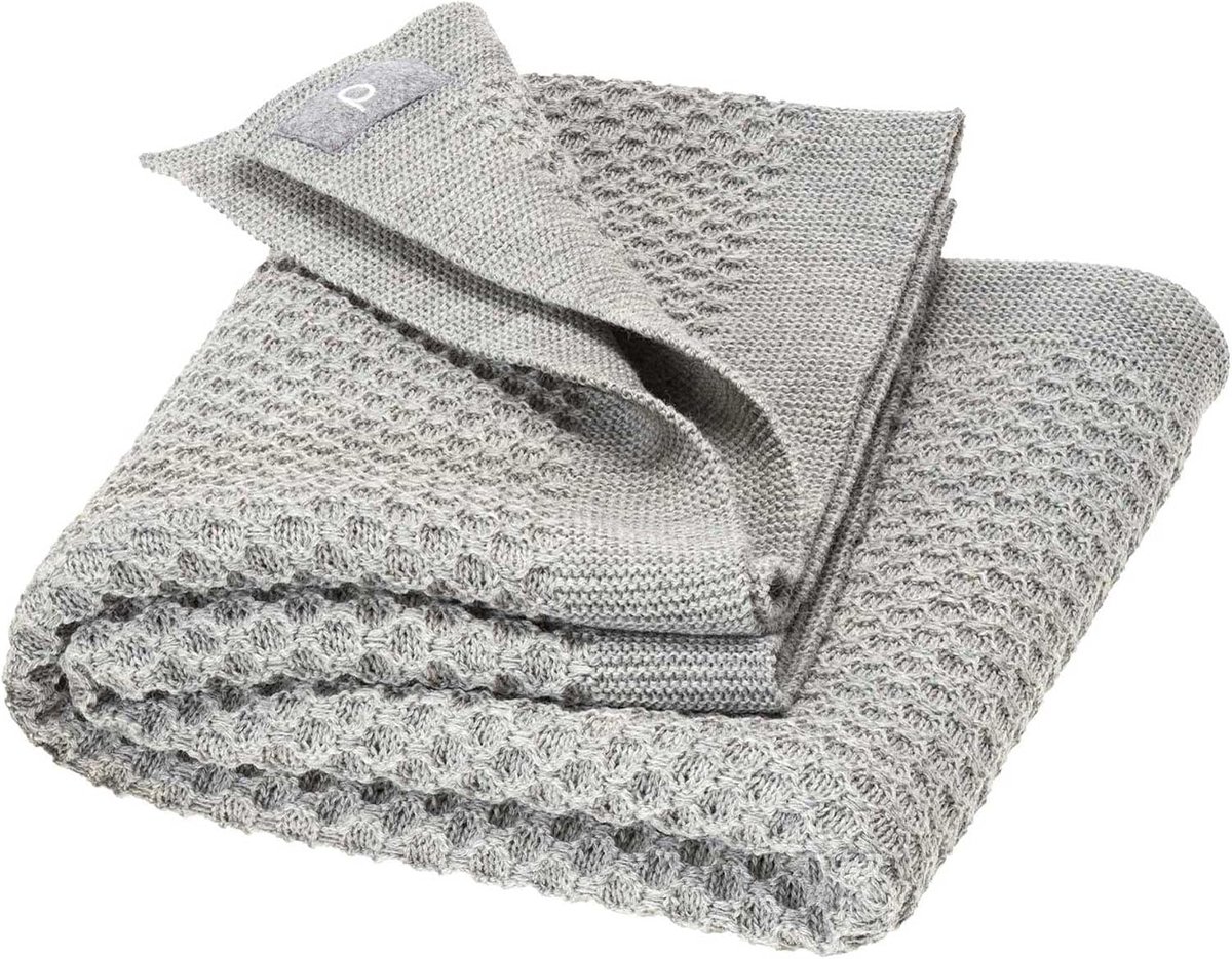 Blanket made of knitted fabric with honeycomb structure, grey - ShopVlot