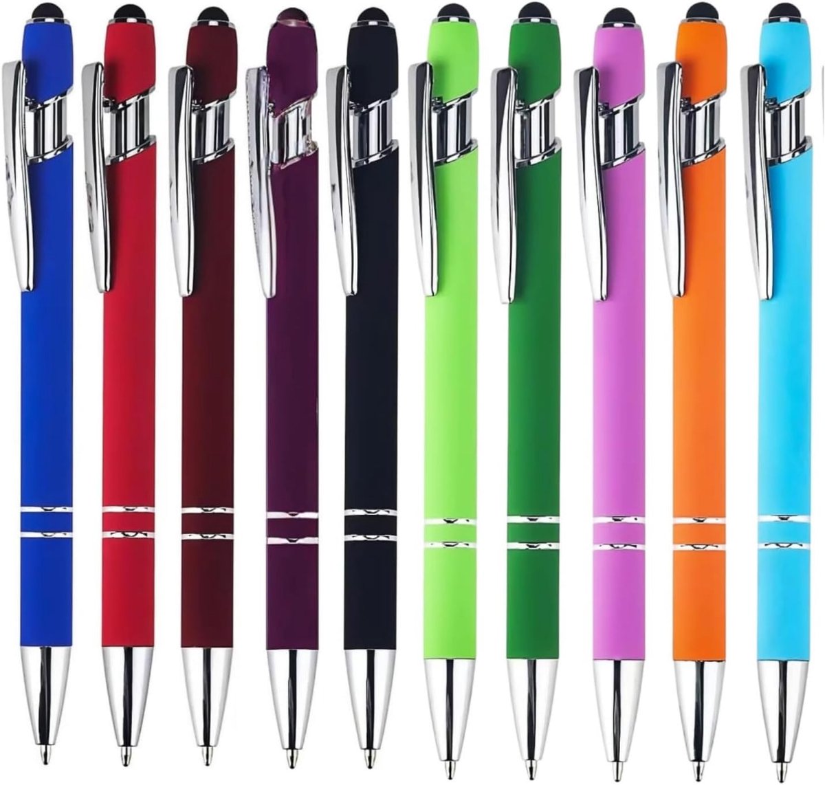 10 stuks intrekbare balpennen 2-in-1 met touch-pen, zacht schrijven, zwarte inkt, 1,0 mm, premium metalen pennen voor - ShopVlot