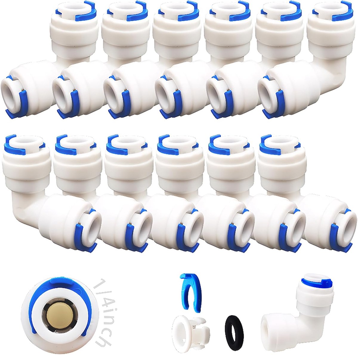 SnelShoppen - 12 Stuks Adapter Fitting Connector, 1/4 Inch Pushfit Recht Plug voor Waterleiding, RO Waterfilter Aansluiting, Geschikt voor Koelkast, I