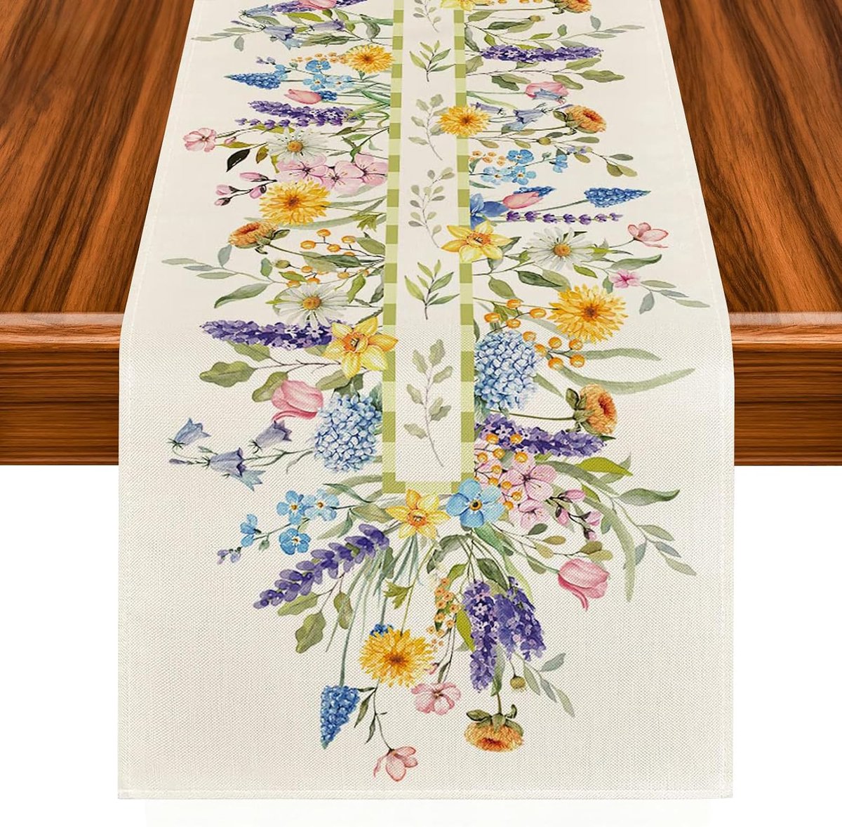 1 stuk-Tafelloper- Vintage tafelloper- tafellopers linnen-tafelloper buiten-Tafelkleed-rechthoekig- tafelkleed buiten- tafeldecoratie-Lente Tafelkleed-Bloemen zomer tafelloper-Rustieke tafeldecoratie -voor diner, feest en picknick