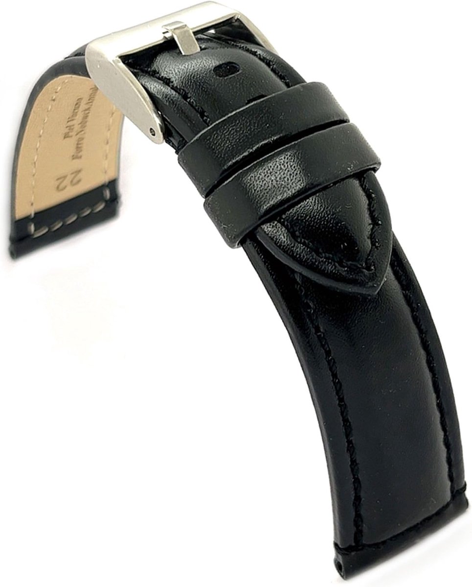 diloy Smooth Sporty Cowhide Leather Bracelet with Seam, for Watches – Sizes 14 mm 16 mm 18 mm 20 mm 22 mm 24 mm – - ShopVlot