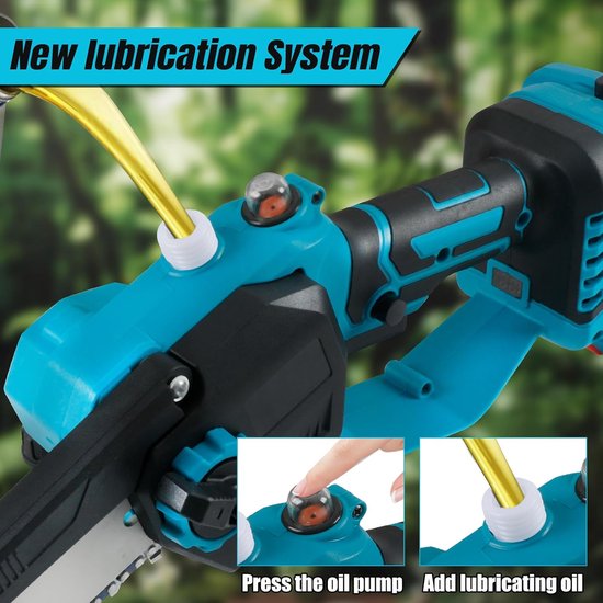 Cordless Chainsaw with 2 x 4.0 Ah Batteries, 2-in-1 Mini 8 Inch Brushless Chainsaw with 2 m Extension Bar, Extendable - ShopVlot — afbeelding 5