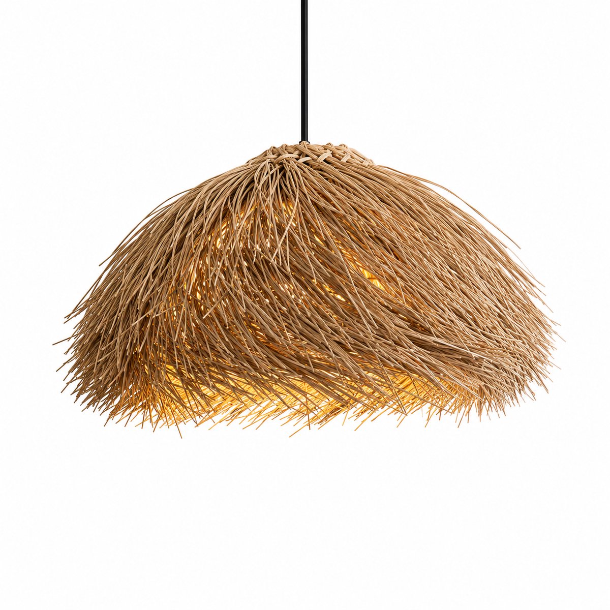 Niloc Raffia Hanglamp Naturel – Ø40 cm – Boho Ibiza Hanglamp – E27 – Woonkamer & Eetkamer