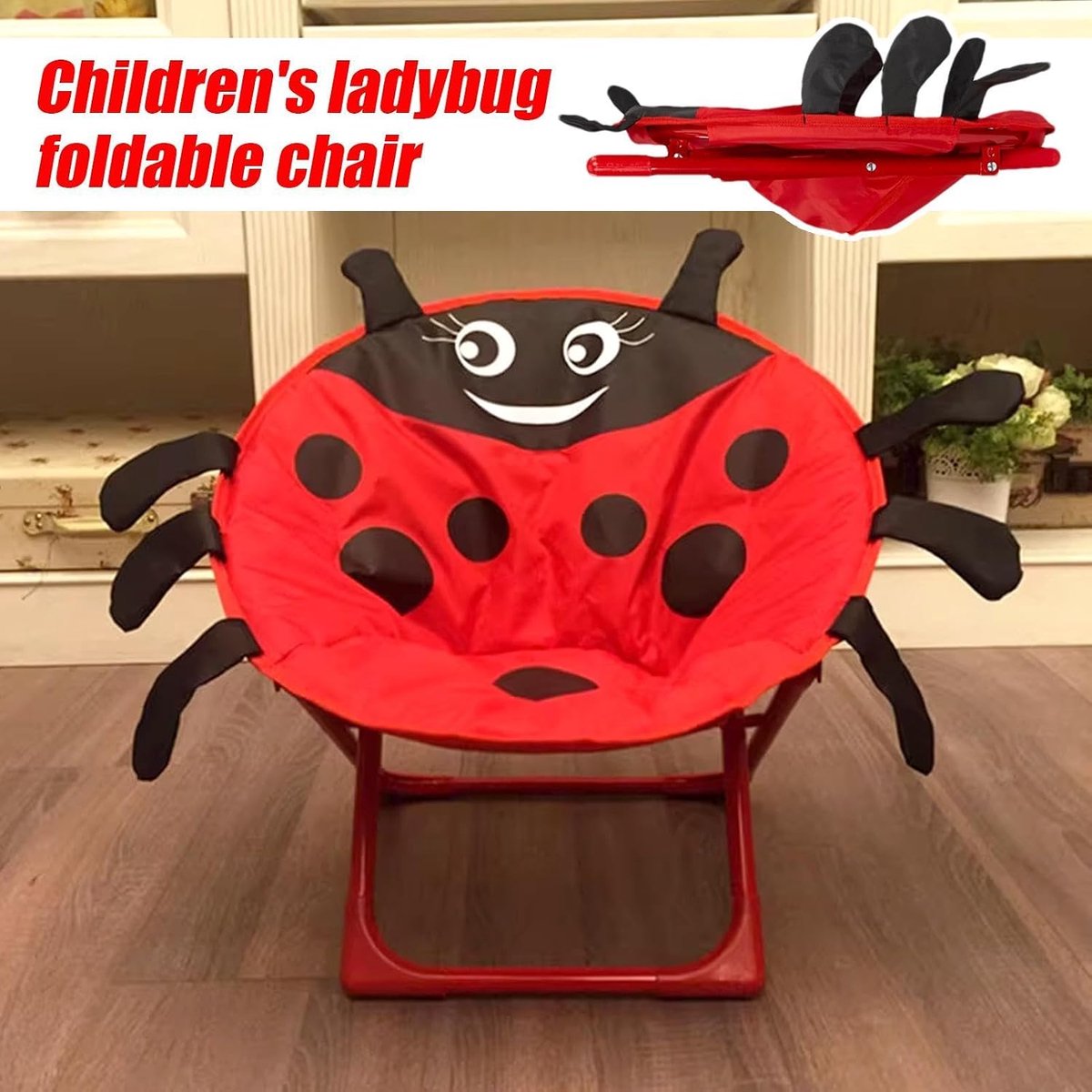 Kinder Tuinstoel - Kinderstoel Opvouwbaar - Buiten Zitten - Liefdebeestje Design - 40 x 510 x 40 mm - Rood
