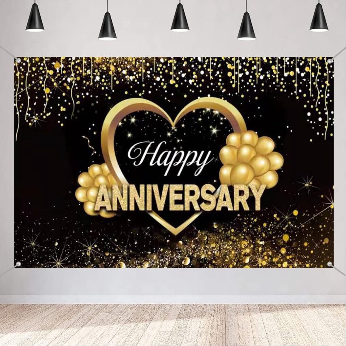 Alles Gute zum Jubiläum decoration Anniversary party banner Happy Anniversary fabric shield poster, wedding day party - ShopVlot