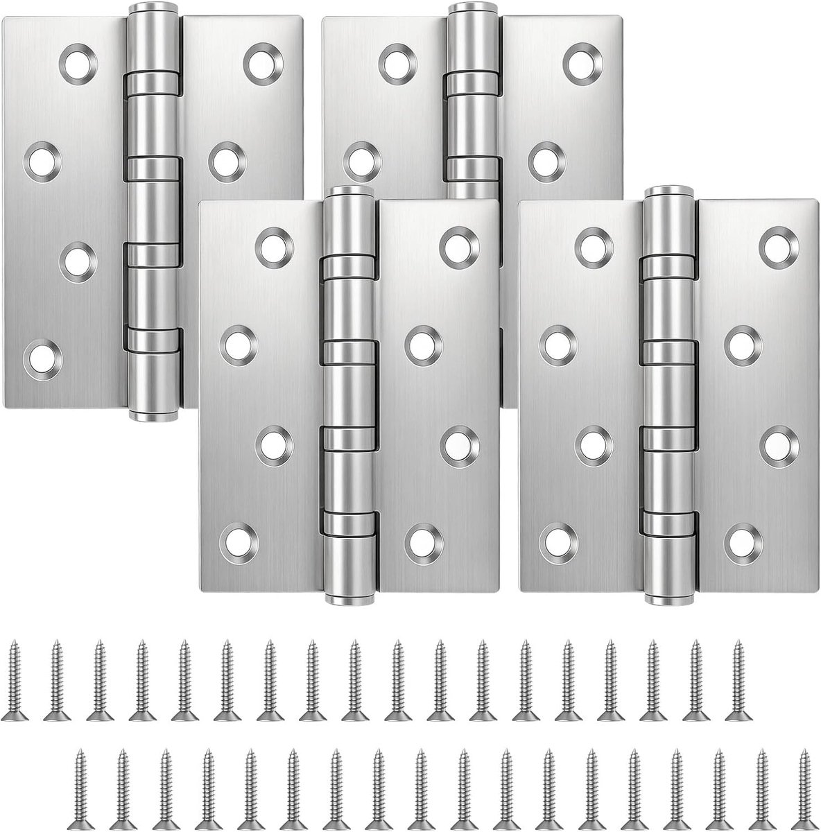 4 stuks scharnieren, inklapbaar, zwaar belastbaar scharnier, roestvrij staal, 10 cm x 7,5 cm x 3 mm, grote scharnieren - ShopVlot