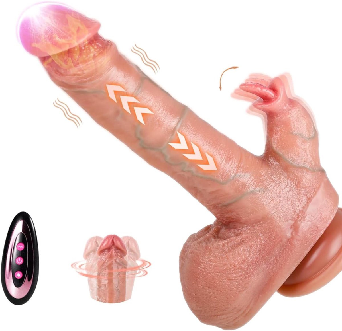 Dildo Vibrator for Hair Clitoris and G-spot Stimulator Realistic Vibrators Dildo with Heatable; Push Function with - ShopVlot
