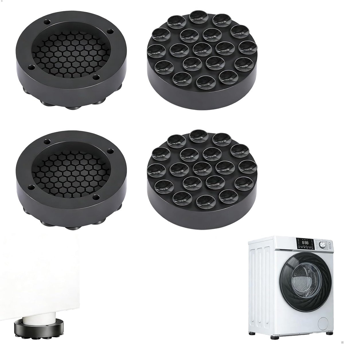 Antislipvoetjes voor wasmachine, 4 stuks, wasmachinetapijt, trillingsdempende siliconen, schokdemper voor wasmachine - ShopVlot